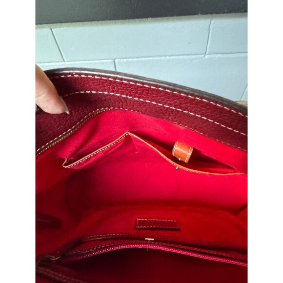 Dooney & Bourke Pebble Leather Tote Shoulder Bag Burgundy Red 15x11x4 - Picture 6 of 8